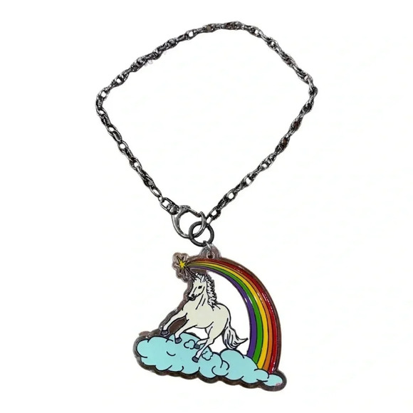 Hand Crafted Jewelry - One of a kind upcycled handmade lucite rainbow Unicorn necklace